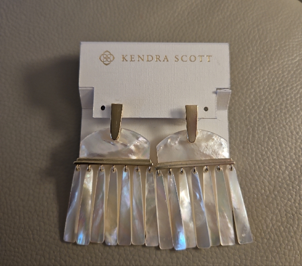 Kendra Scott Cream and Gold Statement Earrings